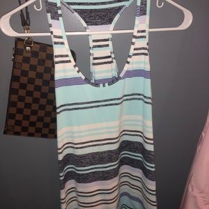 Blue purple white striped lulu lemon size 4 tank
